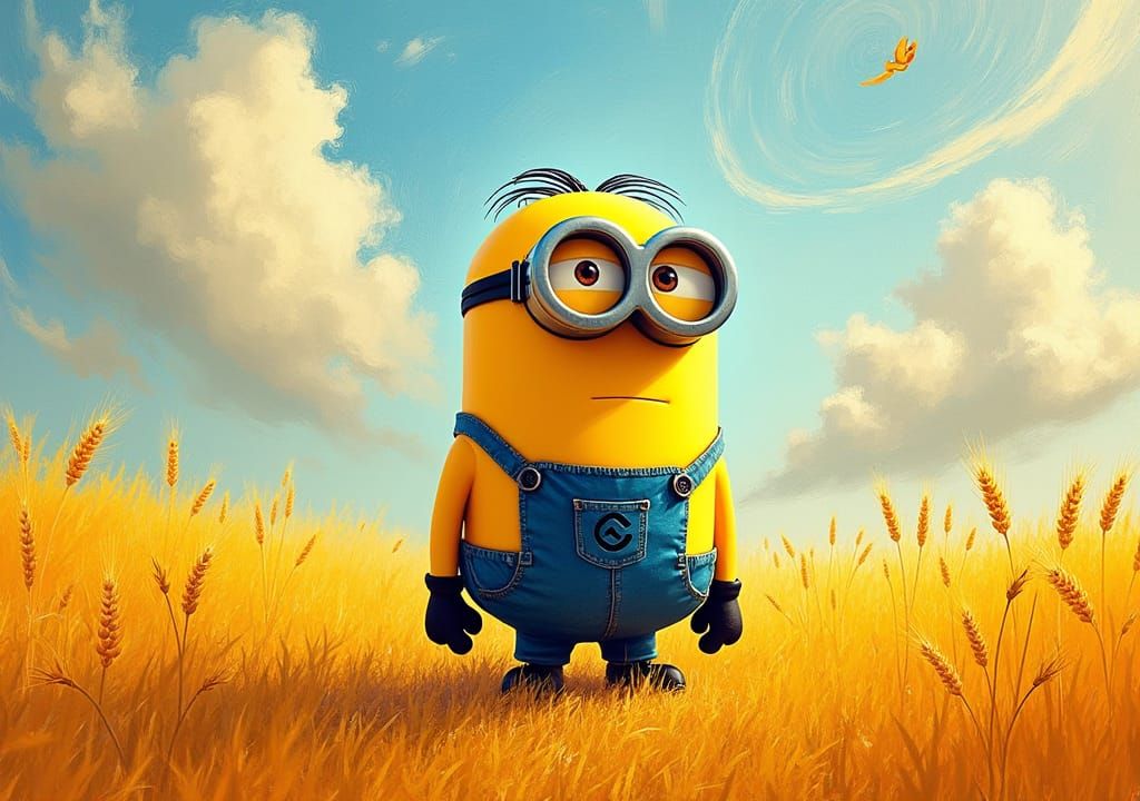 Minion in Van Gogh Style Wheat Field
