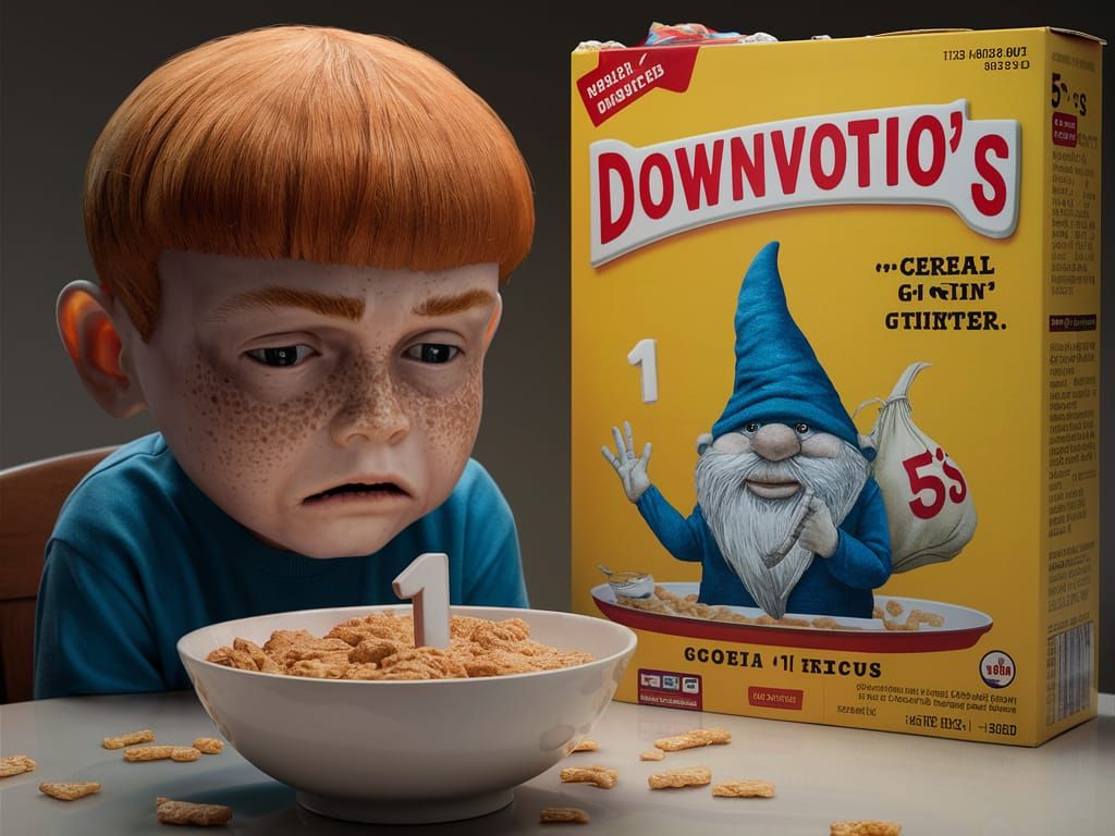 Sad Boy Eating Cereal in Commercial Photo