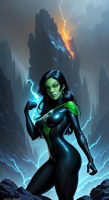 Shego as the Fantastic Four in Comic Book Art