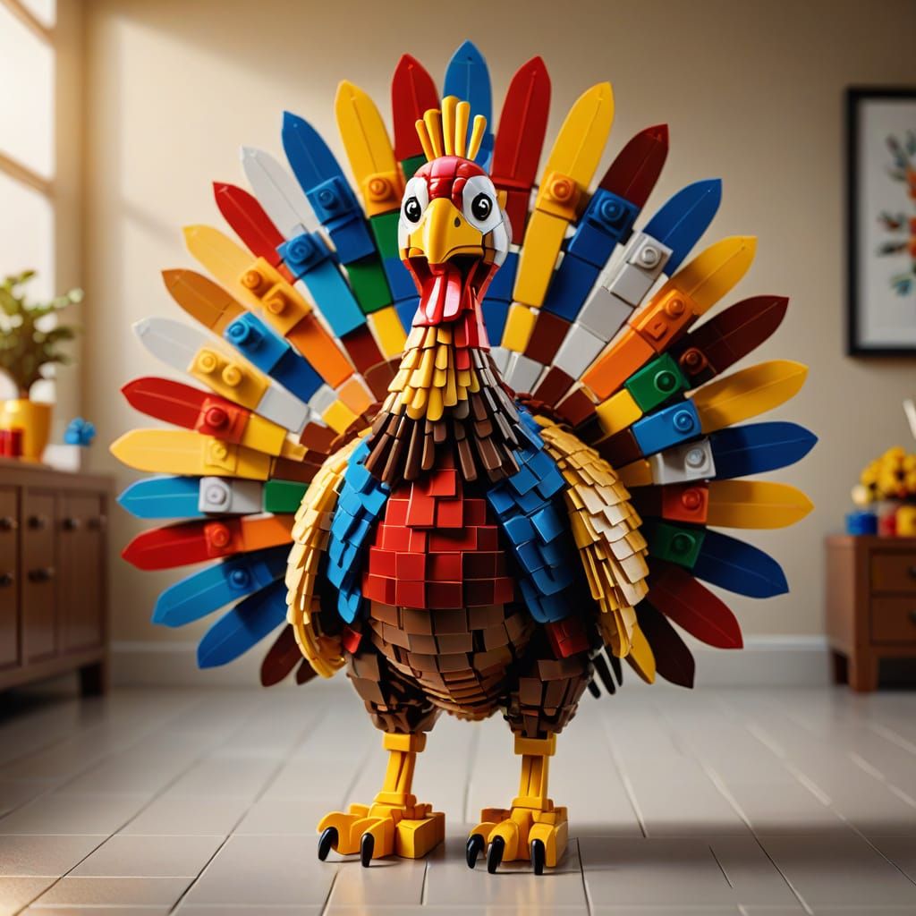 Lego Turkey Sculpture in Plastic Toy Style