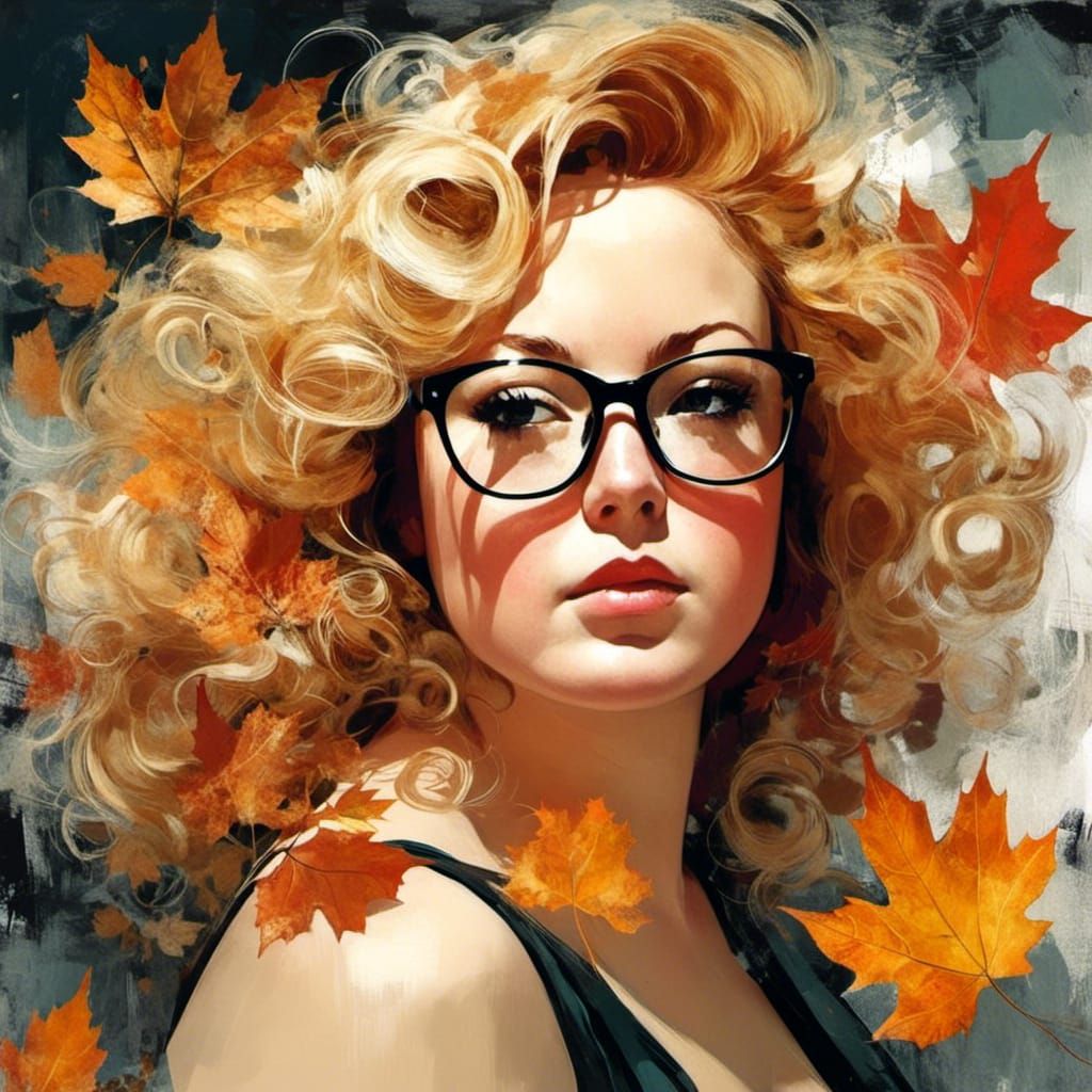 Curvy Blonde in Autumnal Digital Portrait