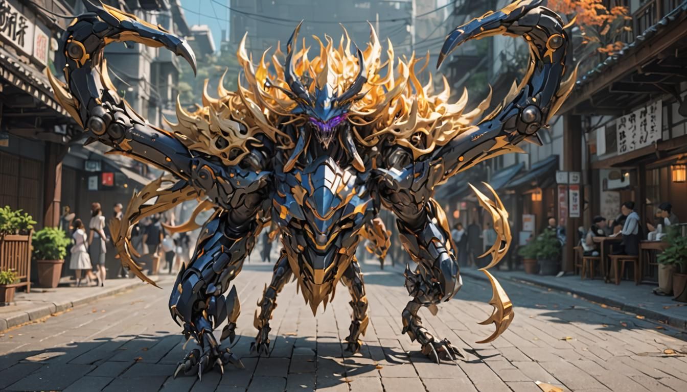 Powerful Quadrupedal Creature in 3D Anime Style