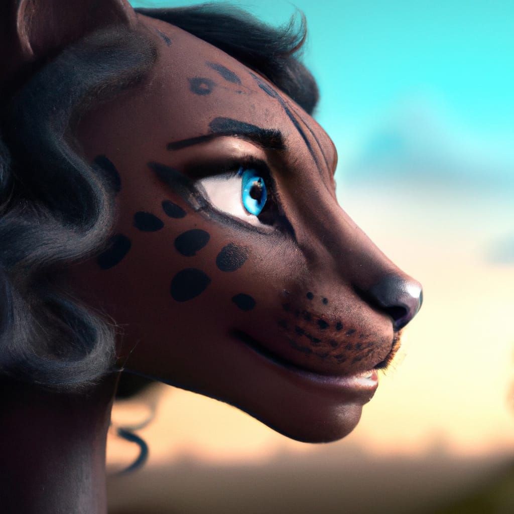 Cartoon Panther Princess with a Friendly Expression