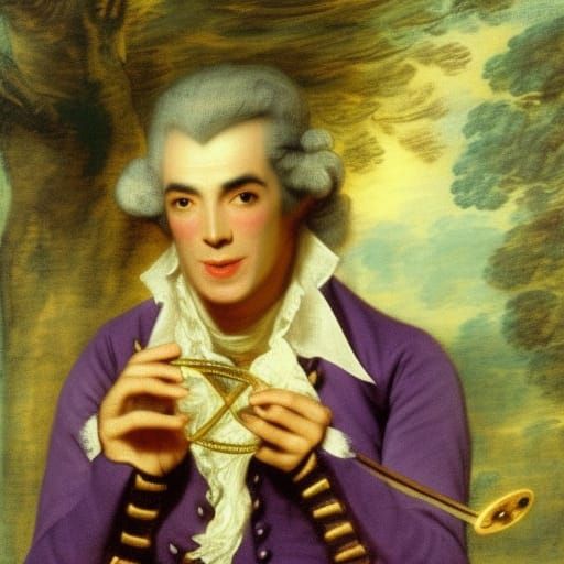 Vampire Lord Plays Harp in Classical Portrait Style