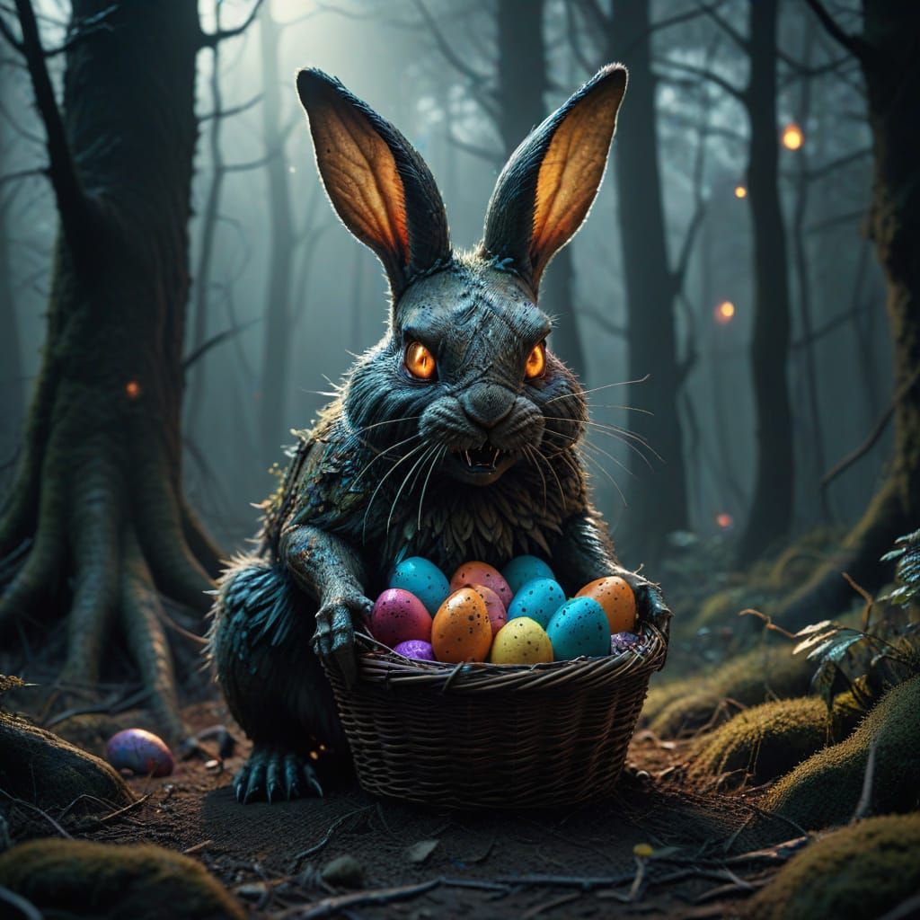 Menacing Easter Bunny in Dark Fantasy
