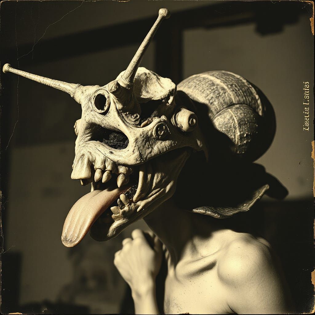 Grungy Grotesque Hybrid Creature in Dark Collage