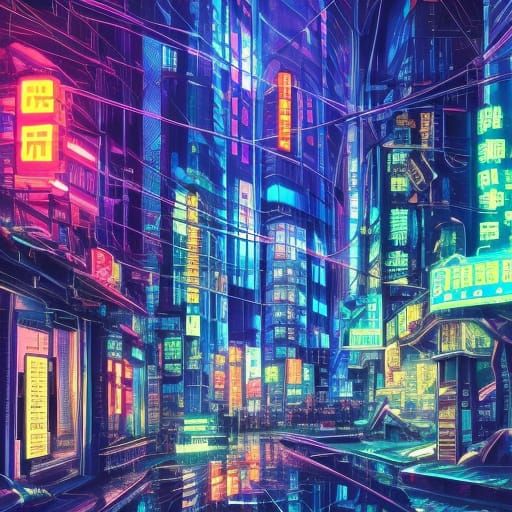 Cyberpunk Tree in Glass Cupola: Manga-Inspired Sci-Fi Art