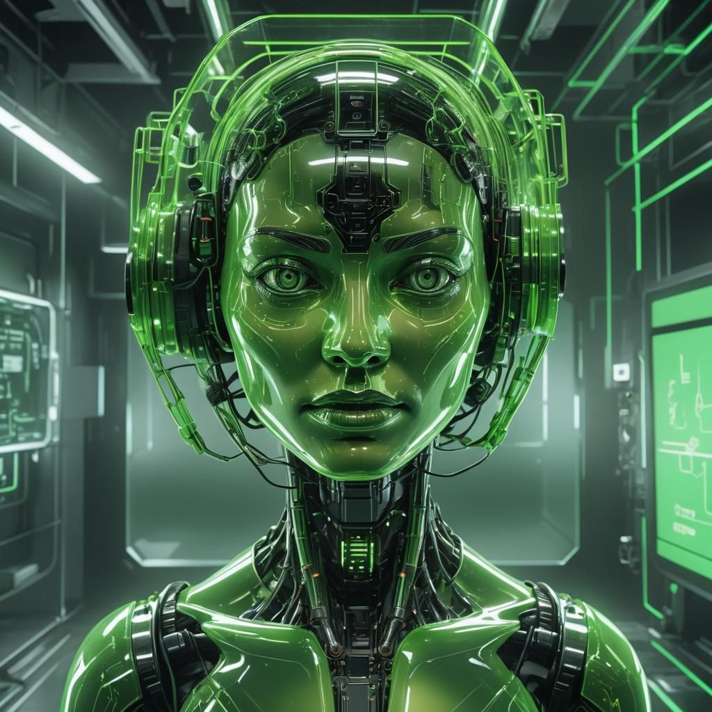 Dark Fantasy: Robotic Face in Cubic Television