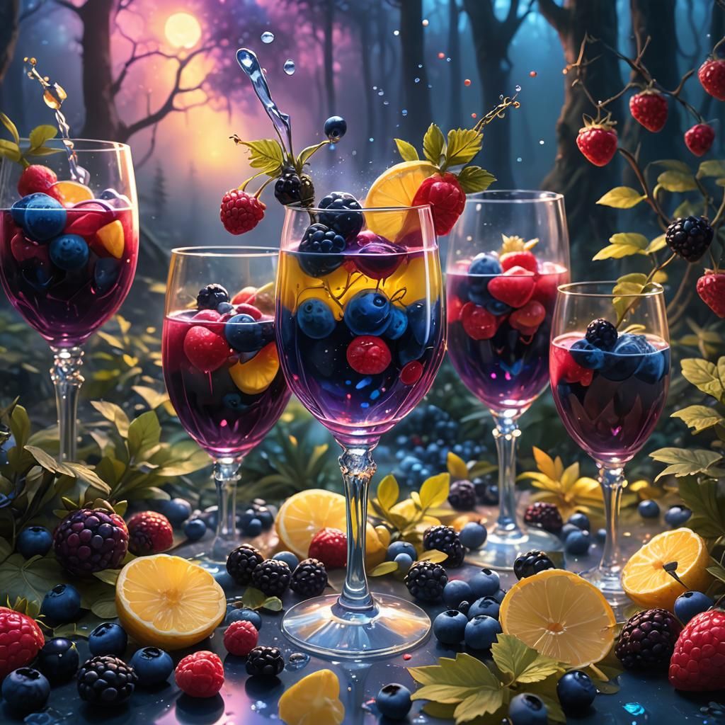 Mystical Berry Mocktail in Dreamy Forest