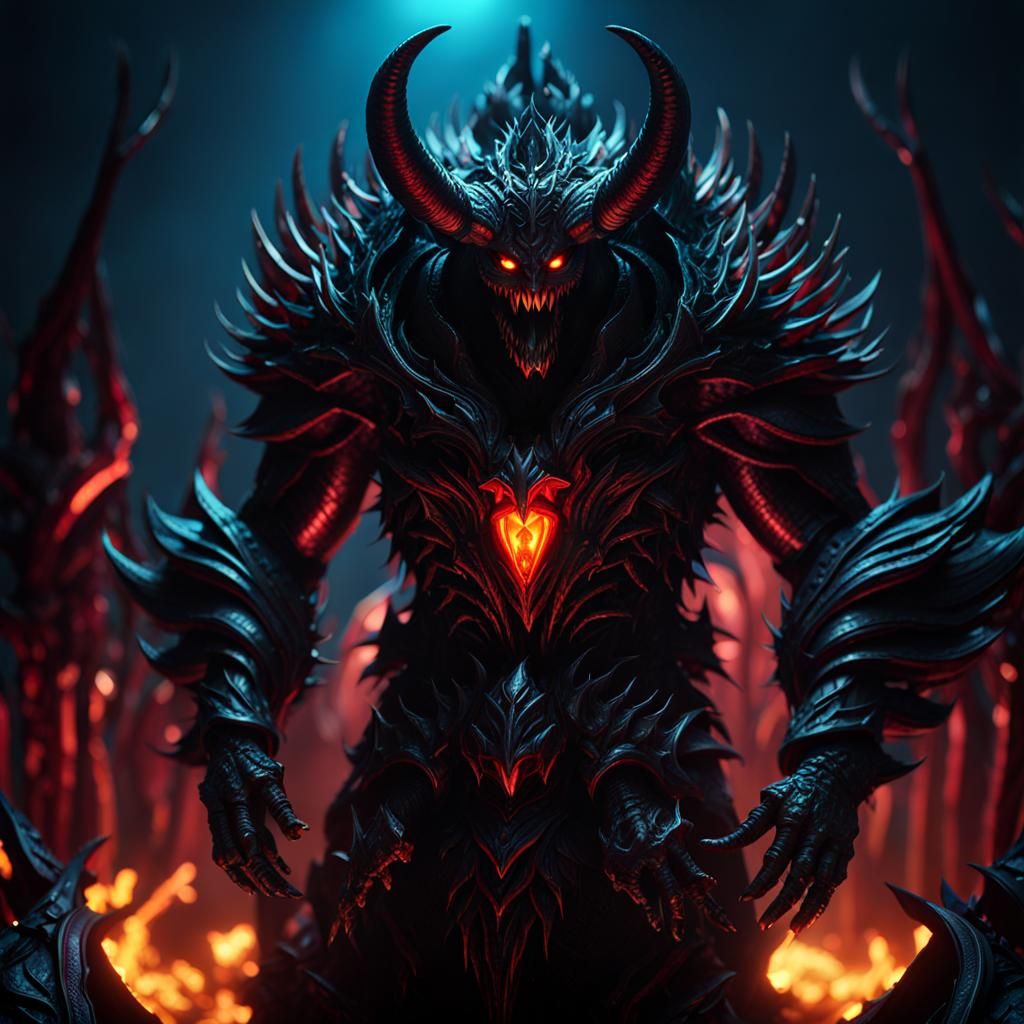 Vivid Underworld Creature in Dark Synth Style