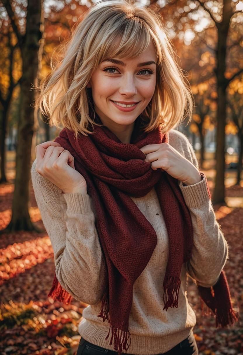 Golden Hour Portrait of a Smiling Blonde Woman
