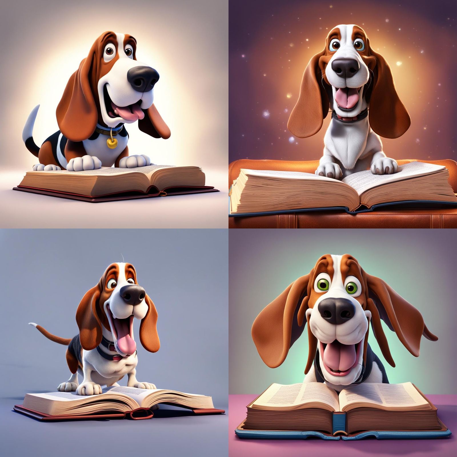 Funny Basset Hound Reading Bible: Pixar Style