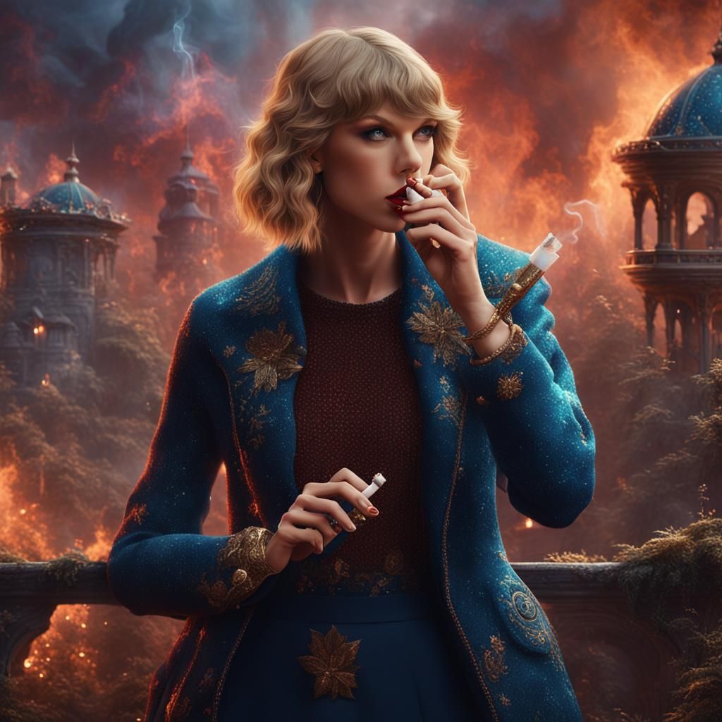 Detailed Matte Painting of a Woman Smoking