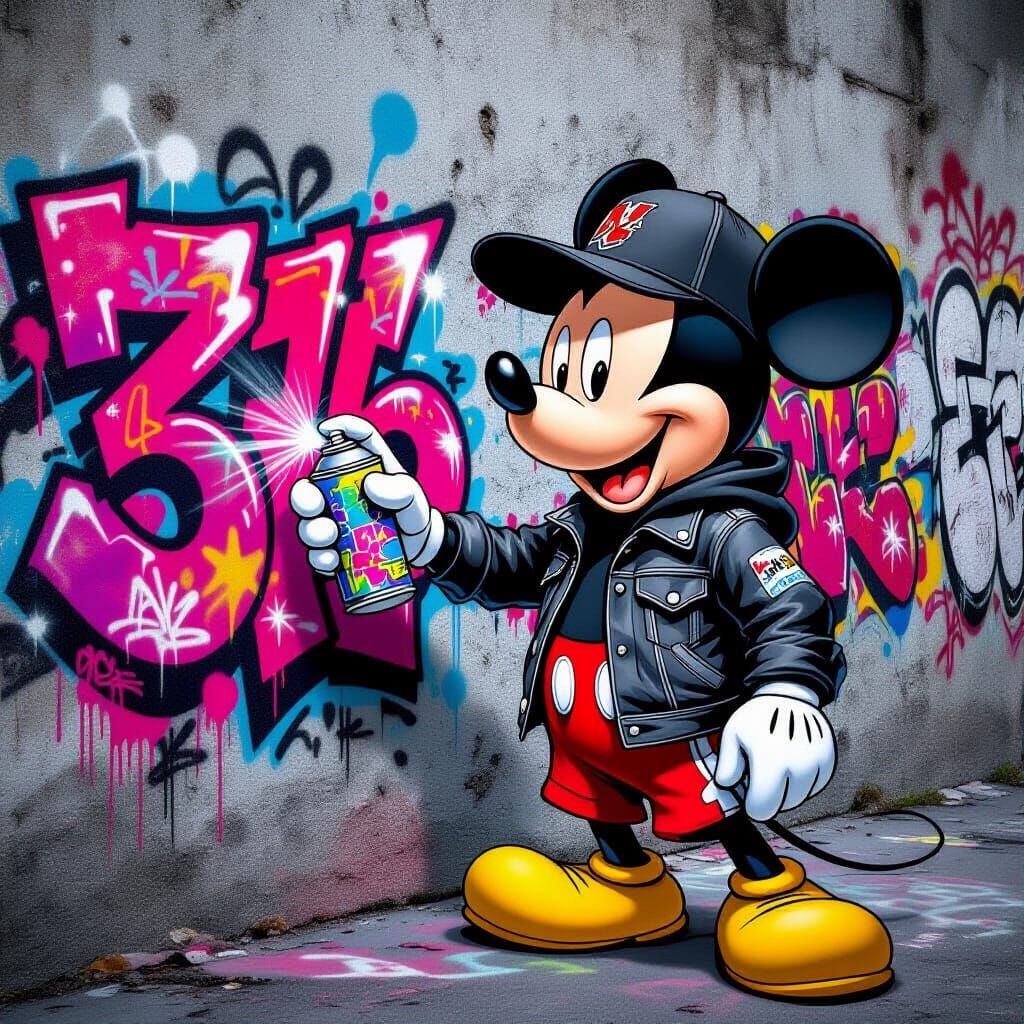 Mickey Mouse Street Art in Digital Style