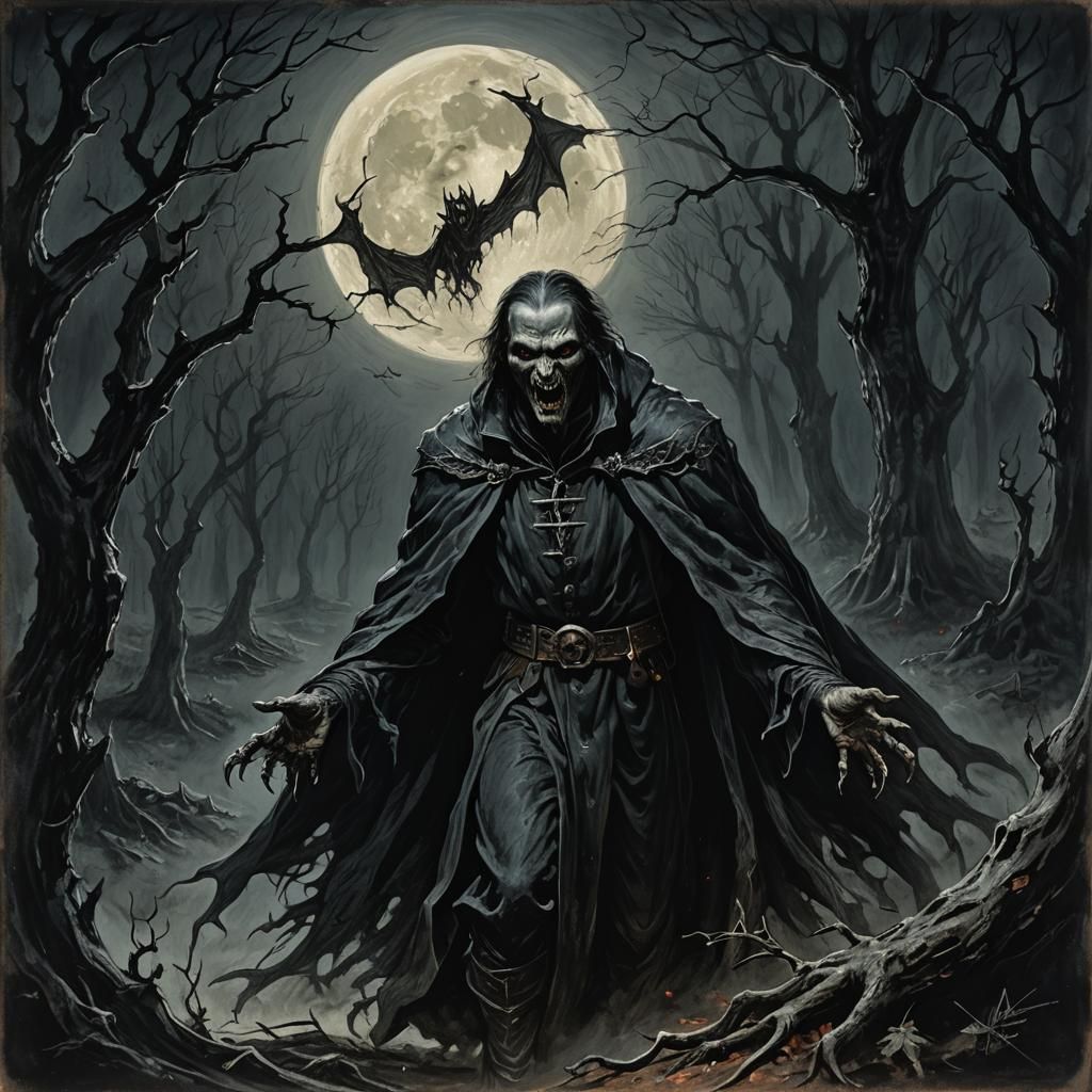 Vampire Banshee Creeping from Dark Forest