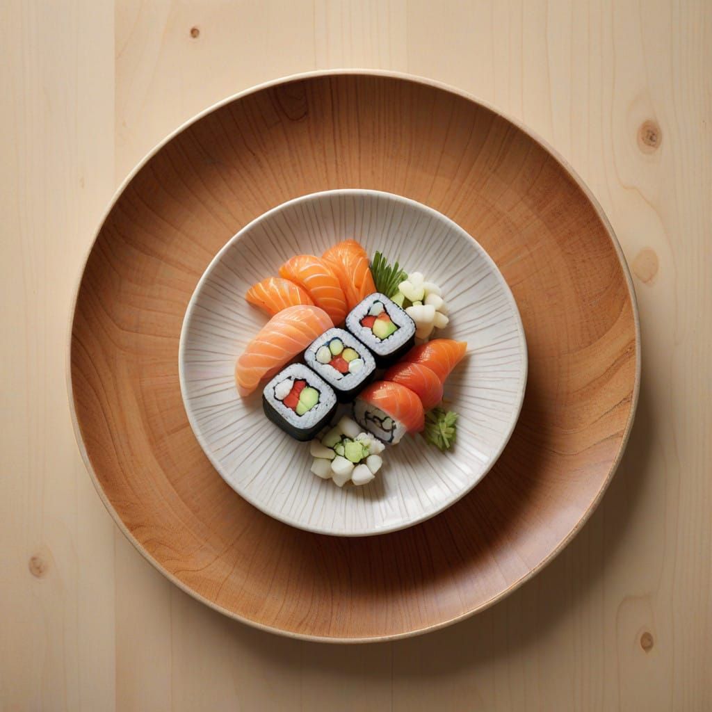 Delicate Sushi Platter with Japanese Tea House Ambiance