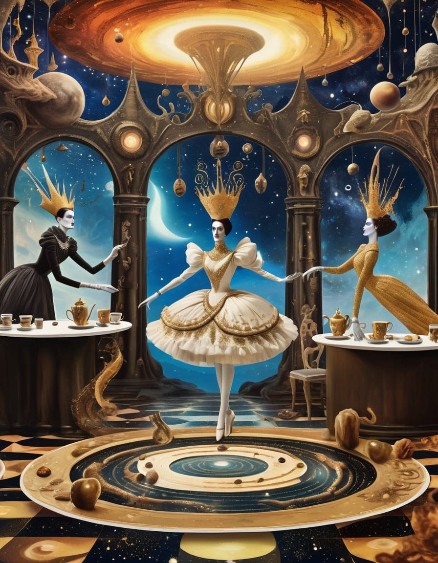 Surreal Burlesque Showgirls in Enchanted Cosmic Cafe