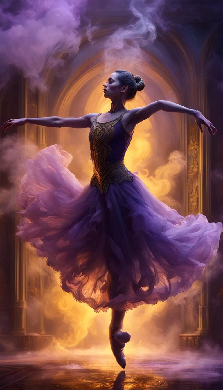 Ballerina in Smoke: Dark Fantasy Concept Art