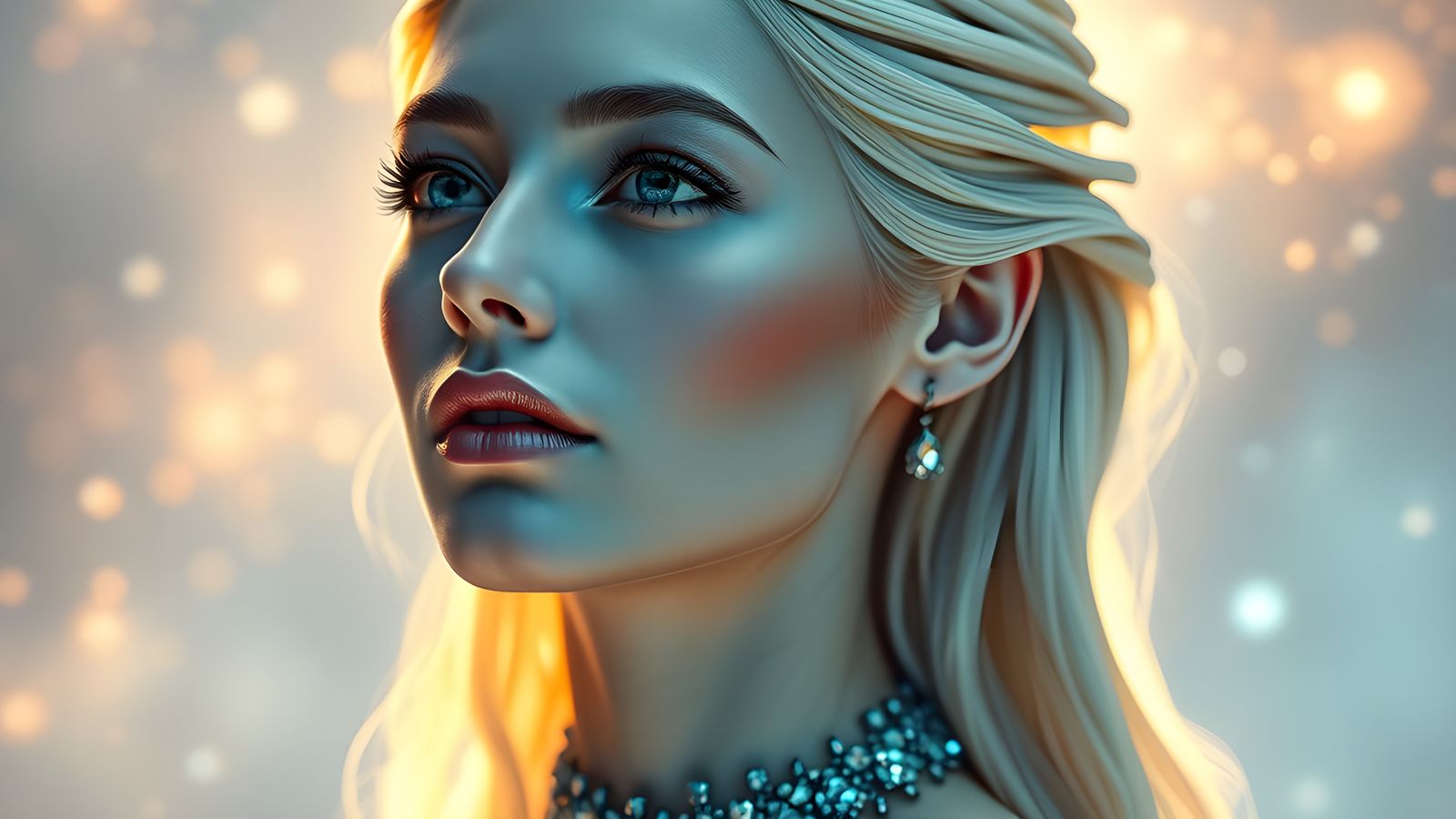 Surreal Goddess of Transcendent Beauty in Celestial Aura