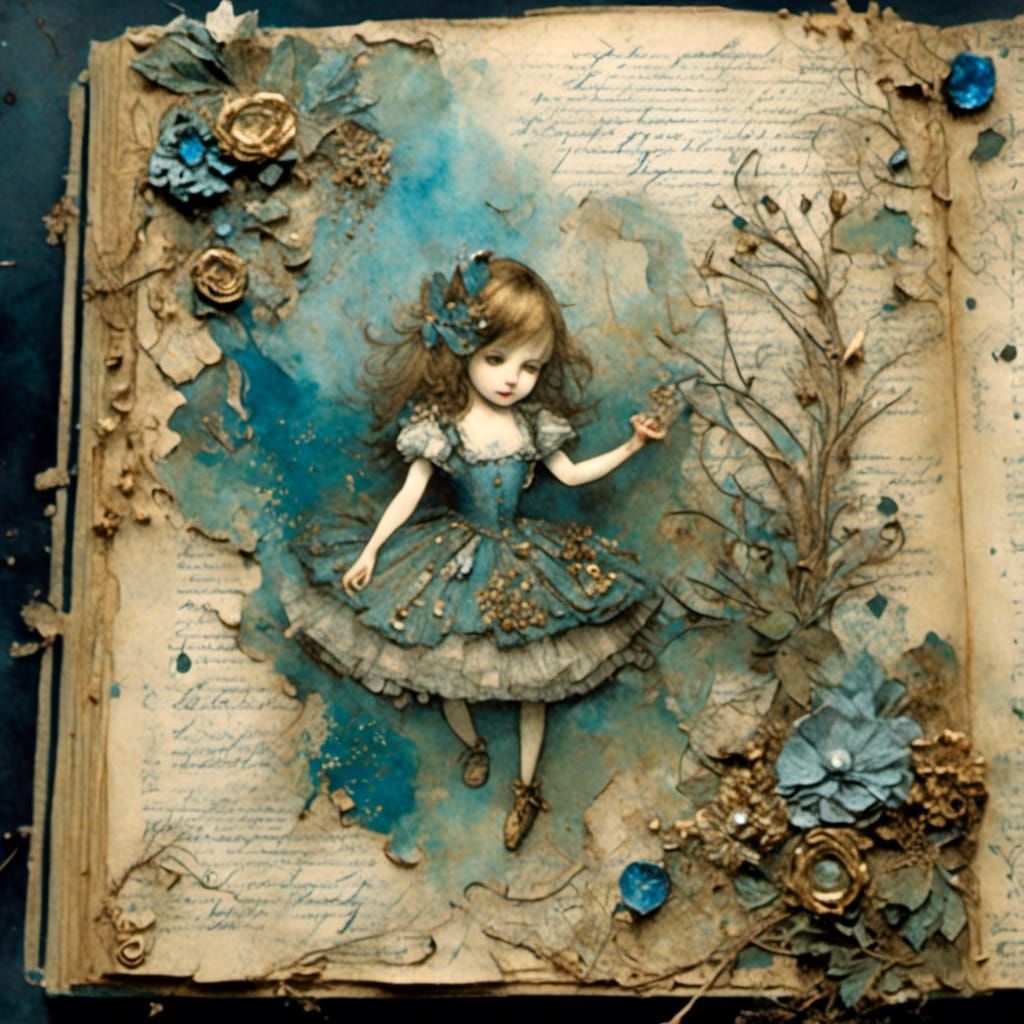 Alice in Wonderland Vintage Journal Page Collage