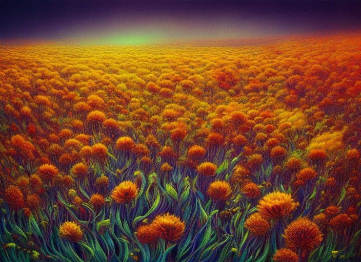 Hiperdetailed Yellow Daffodils Dance in Surreal Landscape