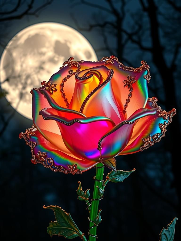 Eldritch Glass Rose with Victorian Lace