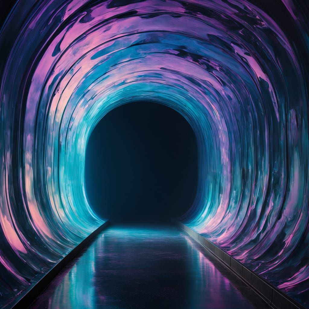 This scene unfolds like a chromatic storm, where liquid stra...