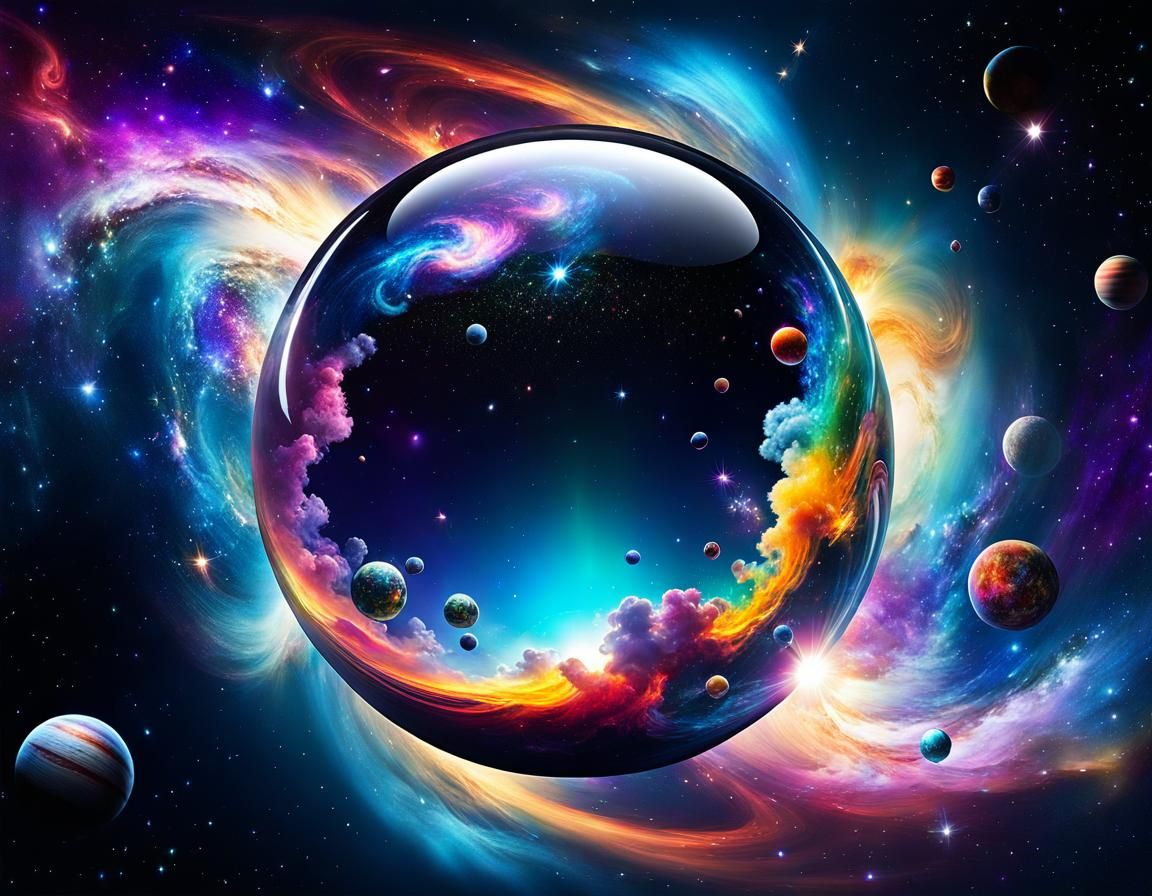 Glass Planet Floating in Prismatic Nebula