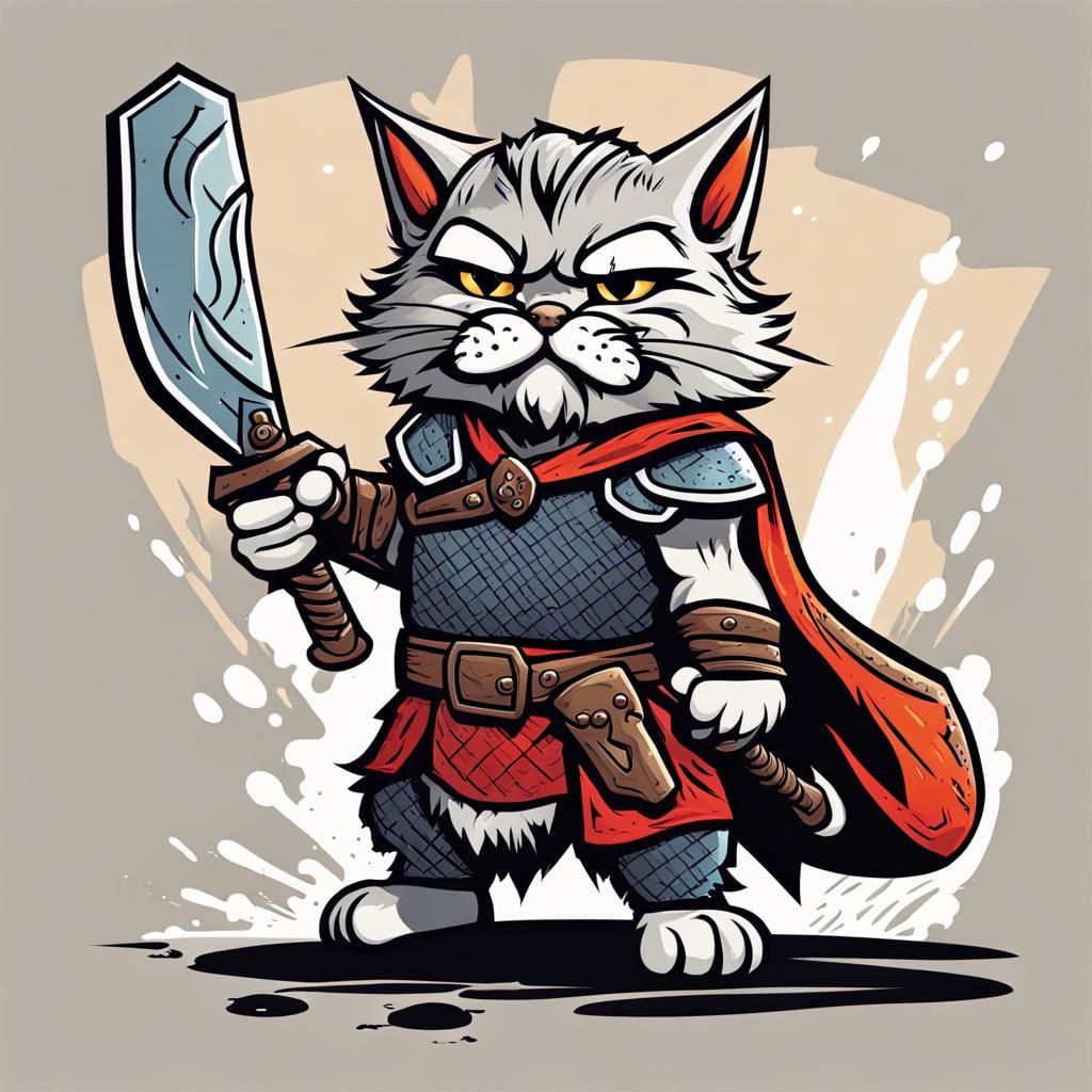 Viking Cat Vector Art in Comic Style