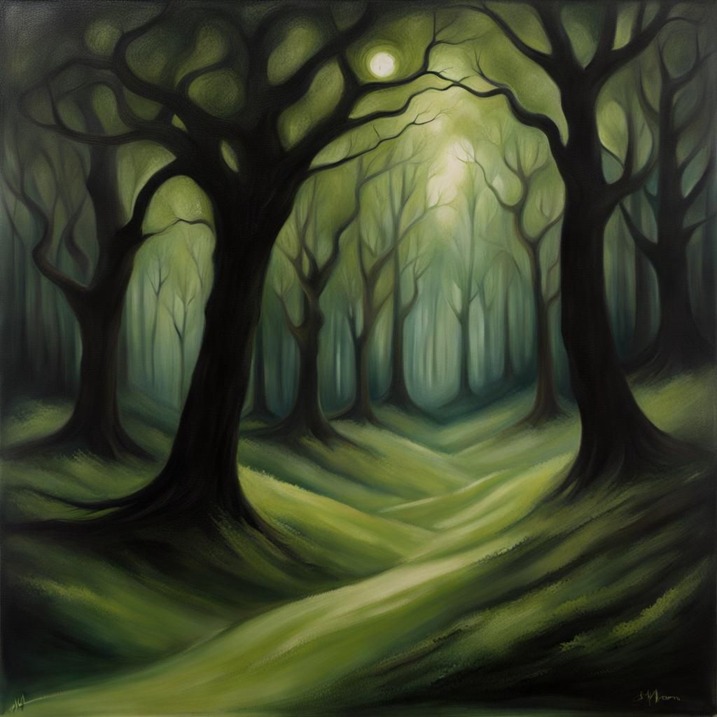 Eldritch Forest in Dreamy Painterly Style