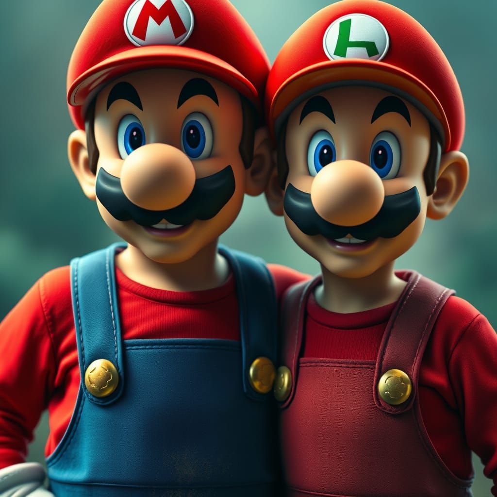 Mario and Luigi in Gritty Photorealistic Style