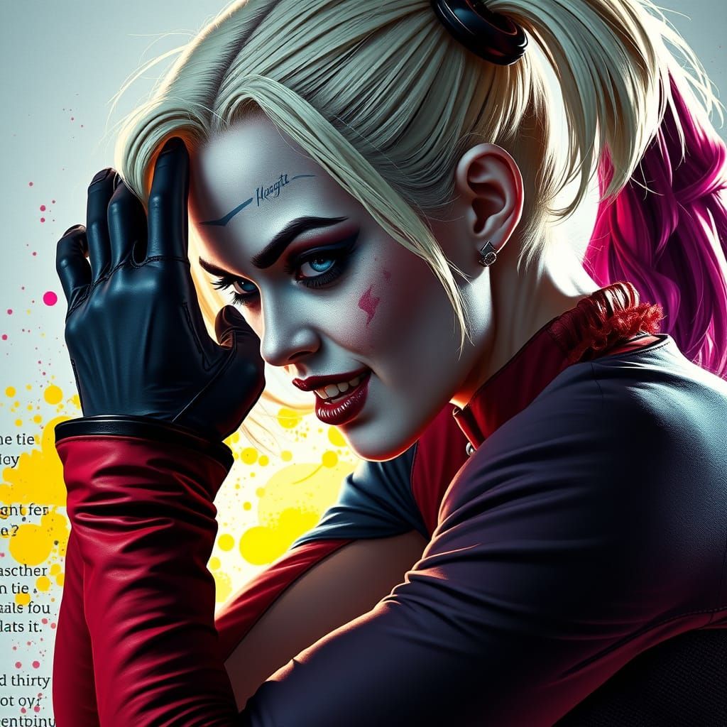 Harley Quinn Embodied in Dynamic, Hyperrealistic Style