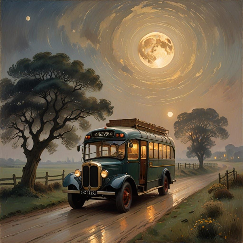 Impressionist English Countryside Scene at Dusk