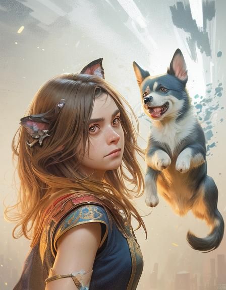 Adorable Dog Portrait in Hyperdetailed Digital Art