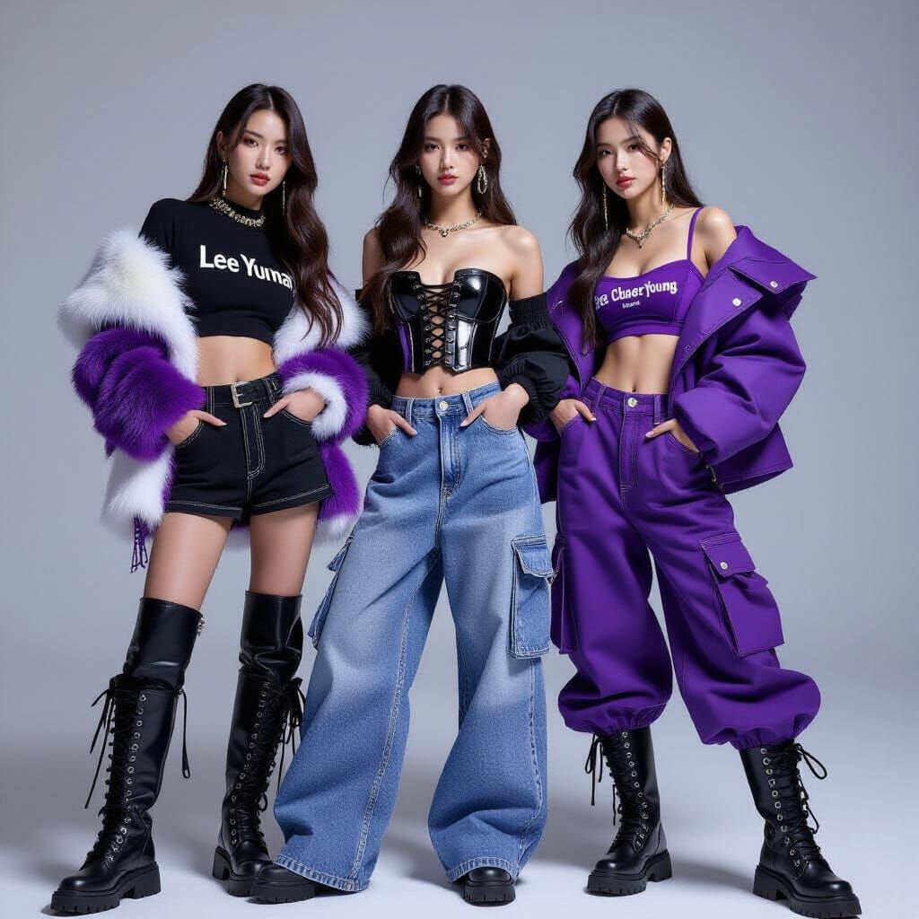 Three Fashionable Women in Edgy Designer Outfits