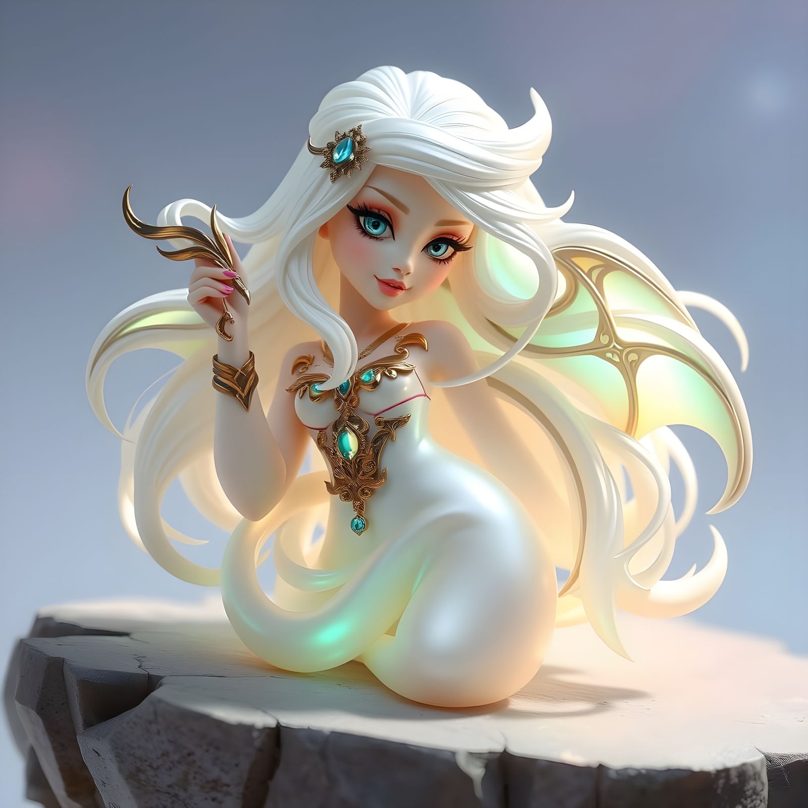 Ethereal Goddess in Pearlescent Qi Aura