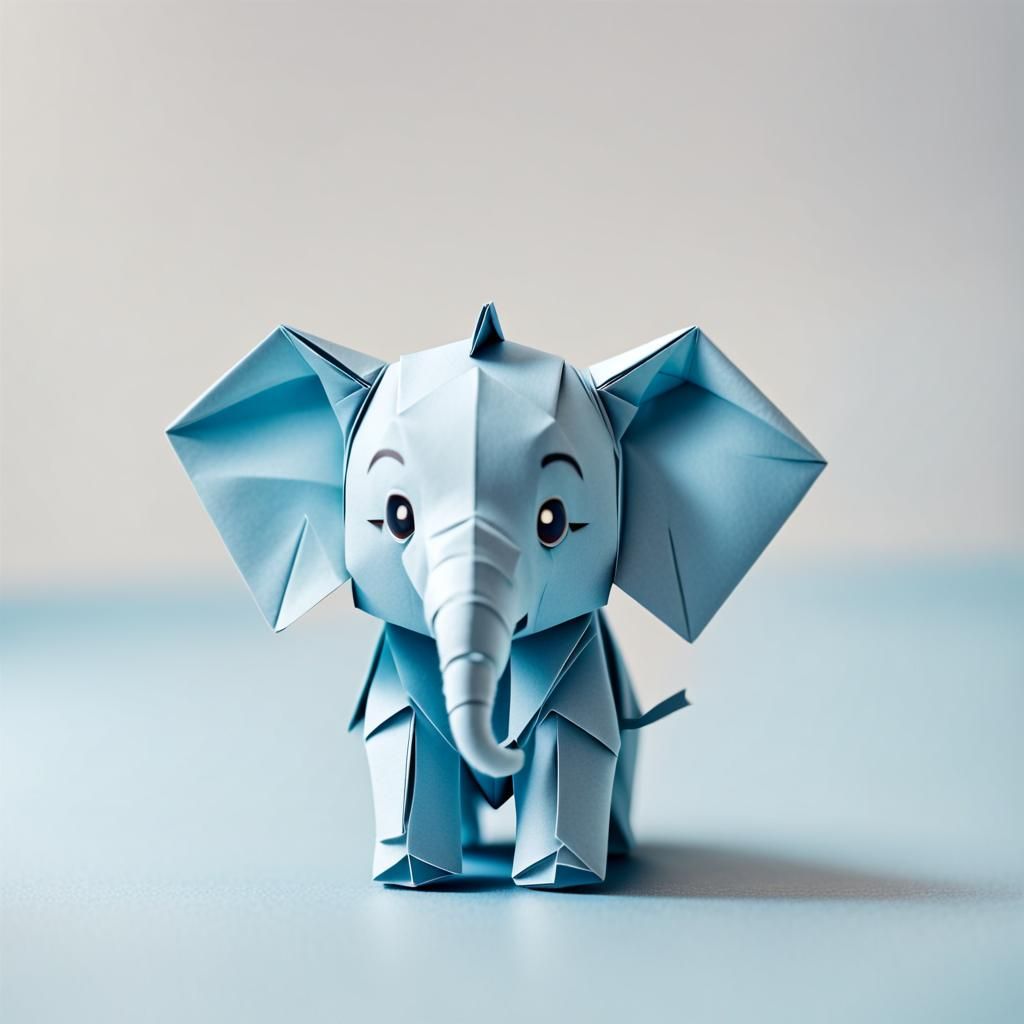 Cute Origami Elephant Papercraft in Soft Focus