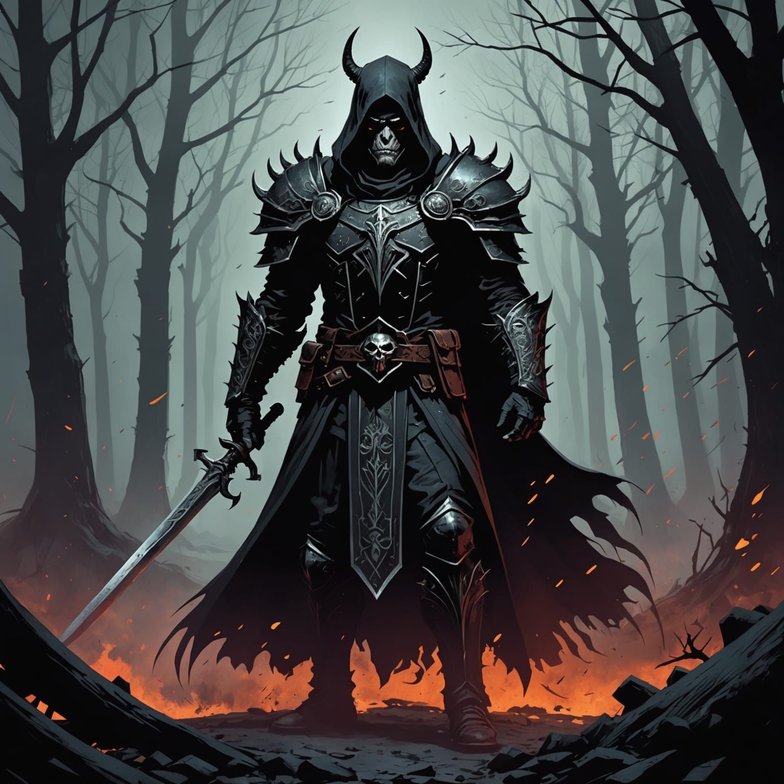 Grimdark Fantasy Scene in Gothic Art Style