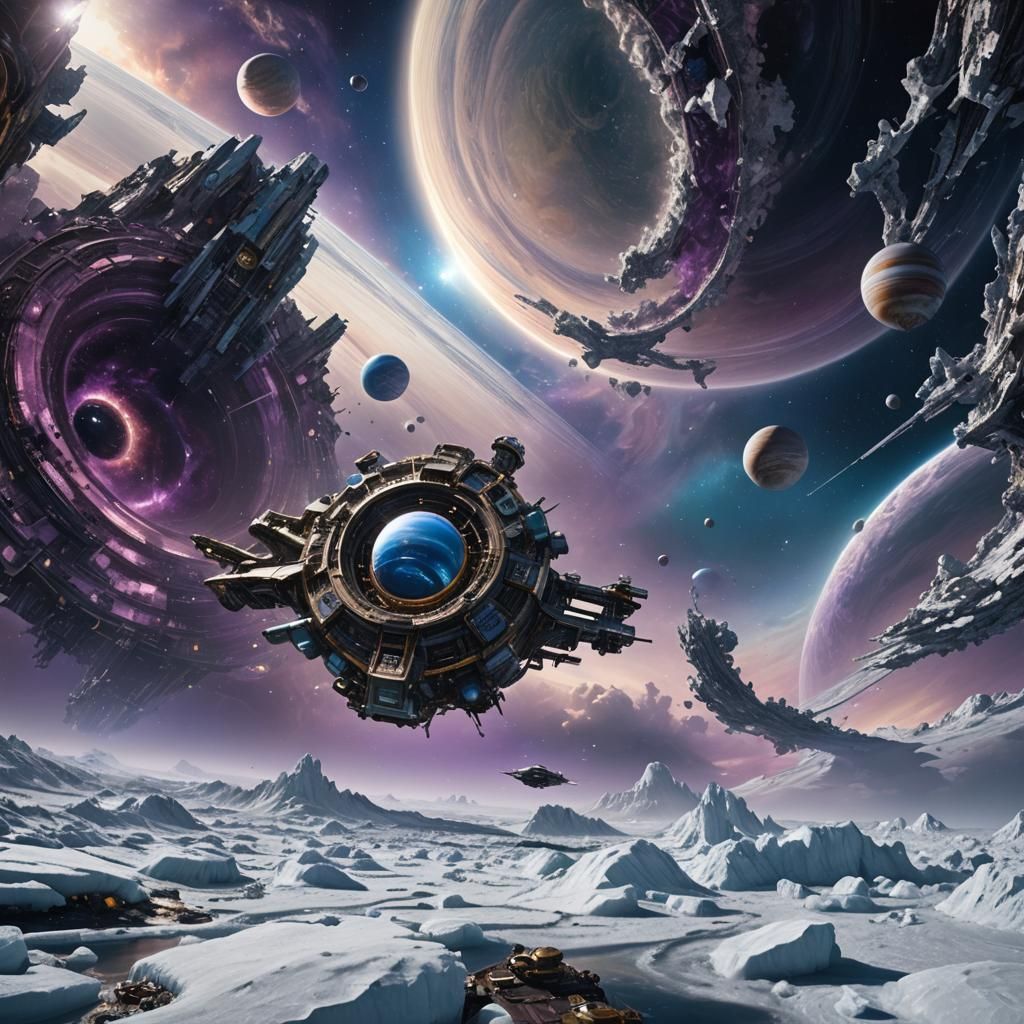 Orbital Print Farm in Zero Gravity: Matte Painting