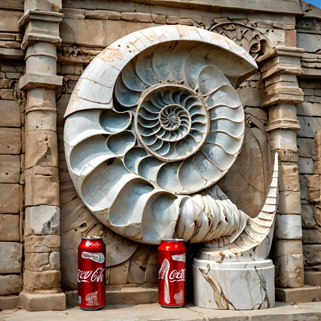 Giant Nautilus Sculpture in Antique Temple Ruins