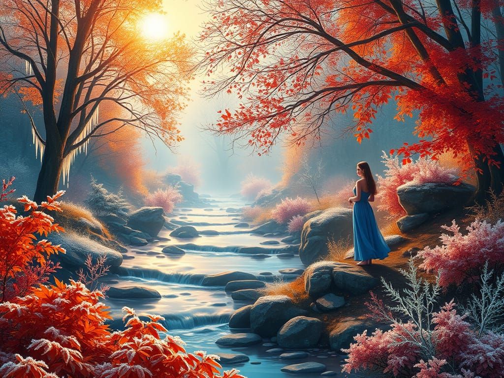 Autumn Winter Fantasy Landscape in Vibrant Colors