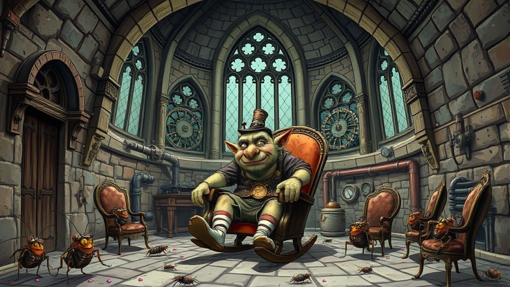 Steampunk Troll's Wild Party in Gothic Dungeon