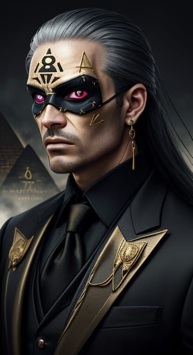 Surreal Portrait: Pyramid Symbol in Oil Painting Style