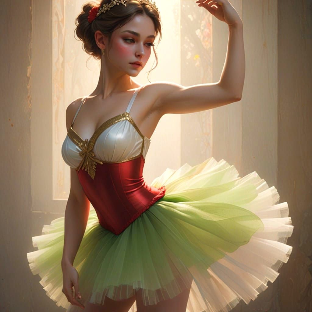 Ethereal Ballerina in Art Nouveau Style