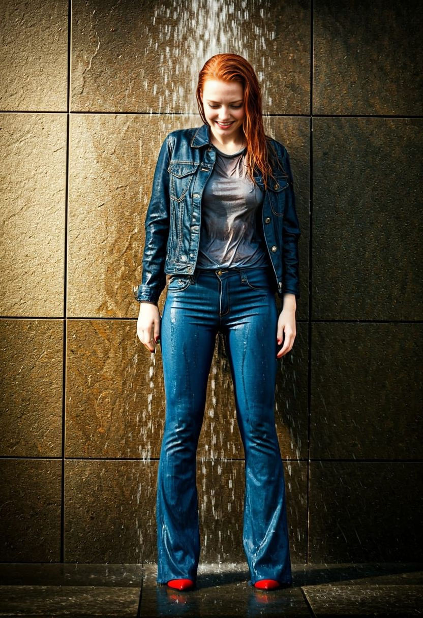 Woman Enjoys Rainy Day Shower in Cinematic Style