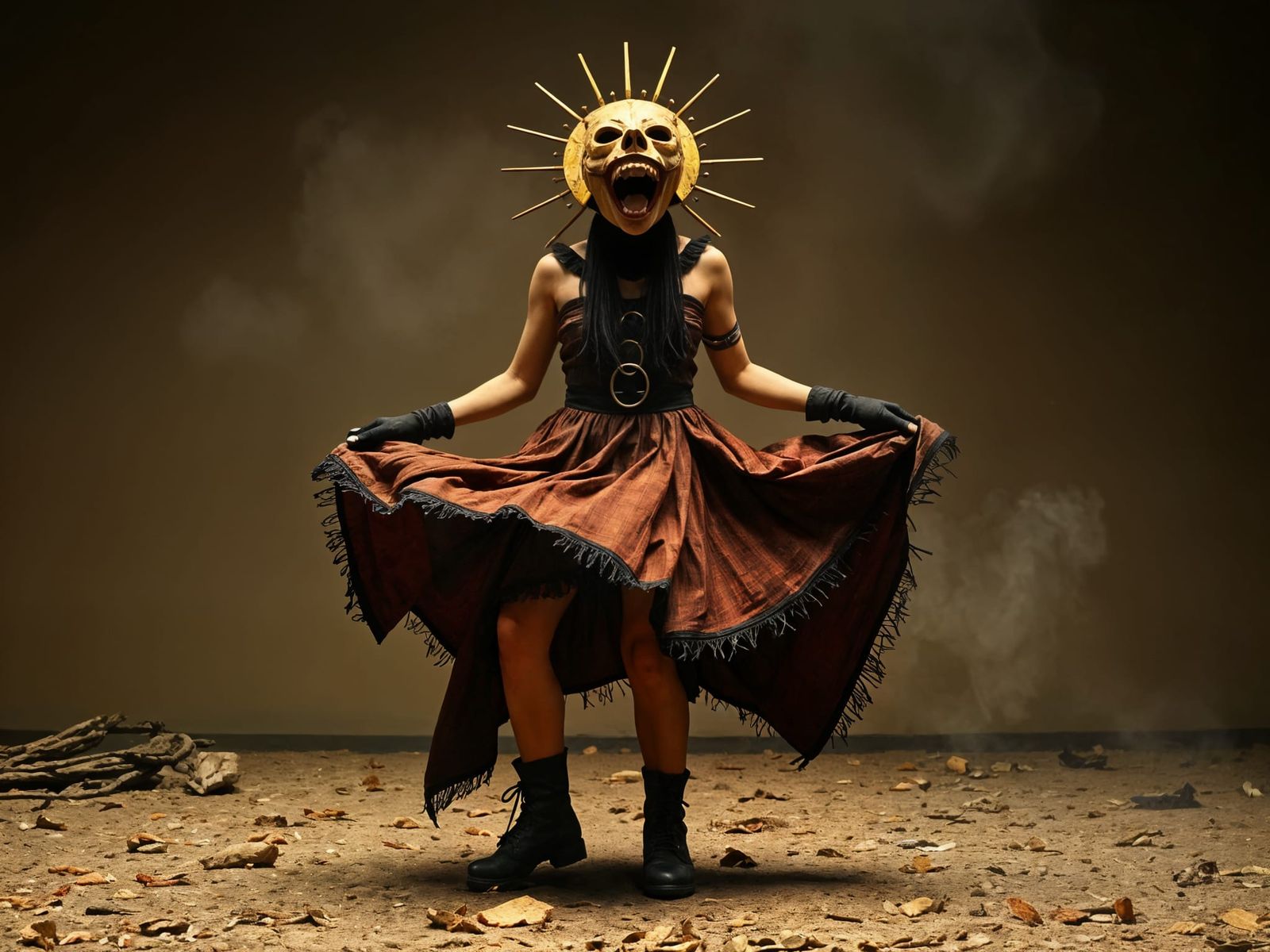 In a Homemade Layered Dress Stomping in the Ragweave Living Dome in a Whirling Reflectigraphic Maelstrom