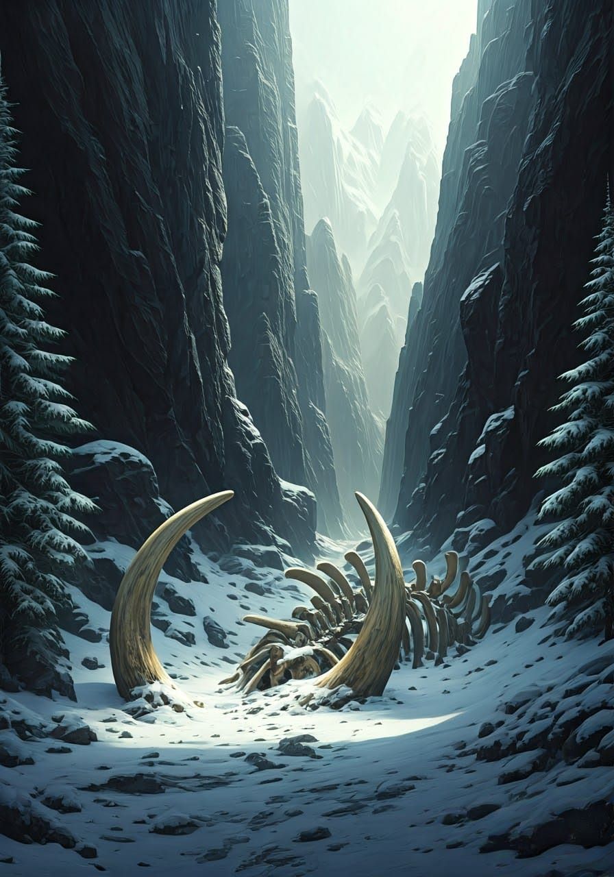 Ancient Fossils Emerge from Frozen Landscape in Cyberpunk St...