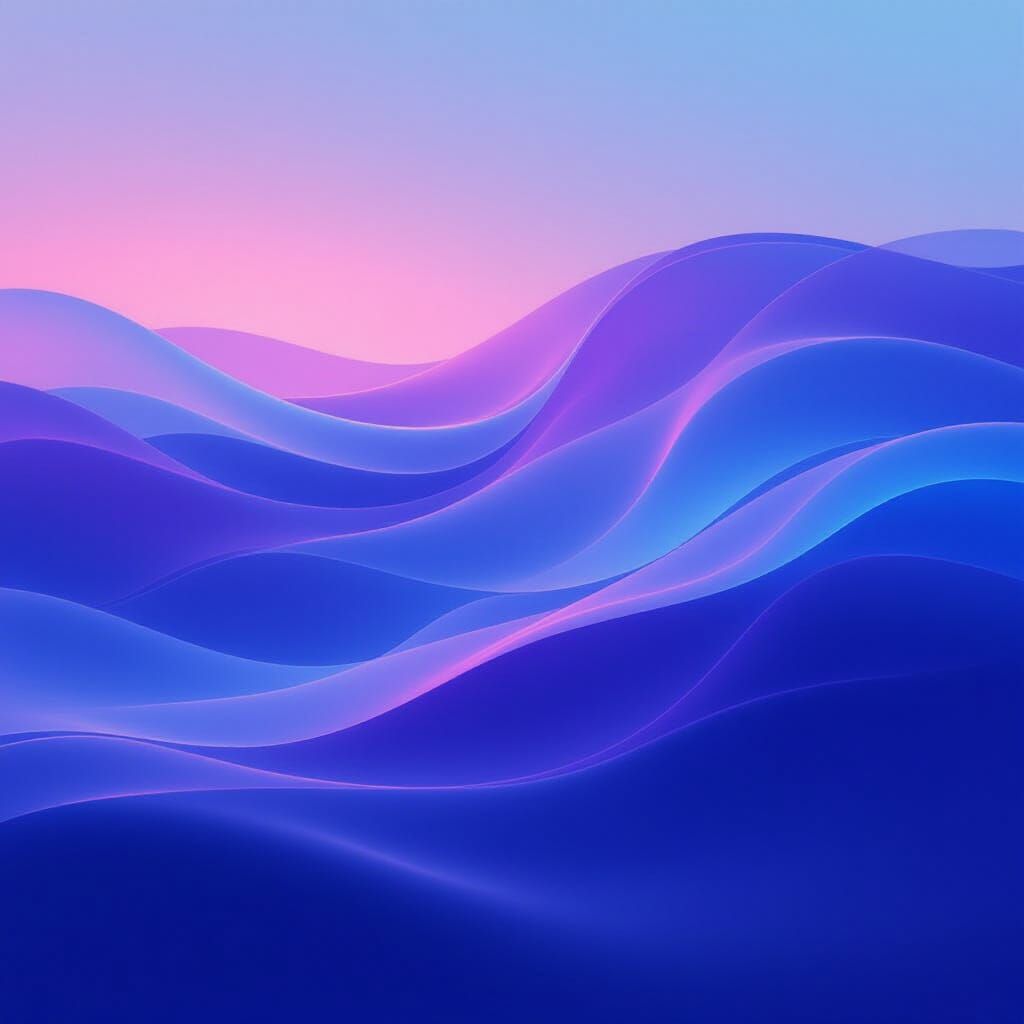 Aqua and Purple Neon Wave Abstract Digital Painting