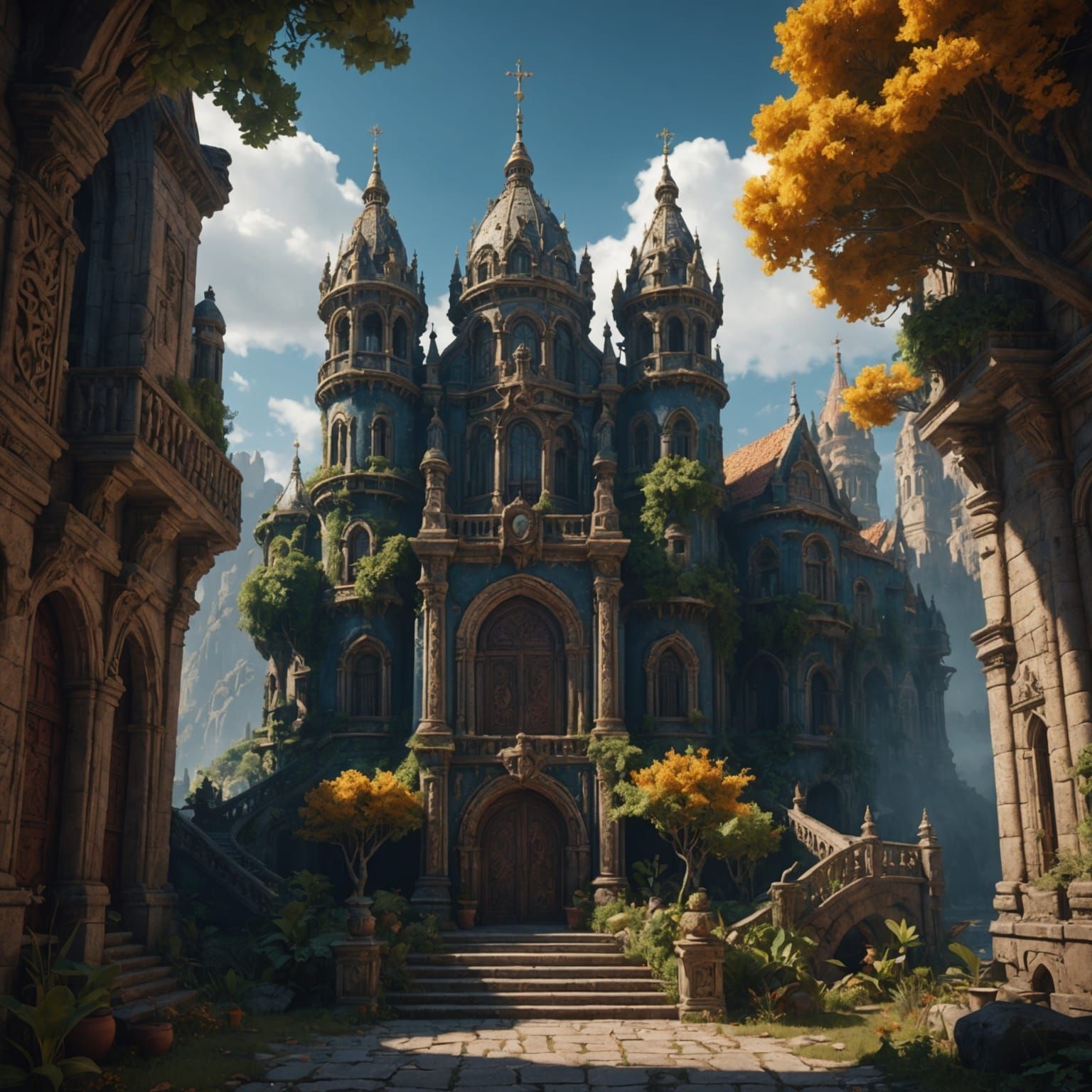 Fantastical House of God in Detailed Matte Painting