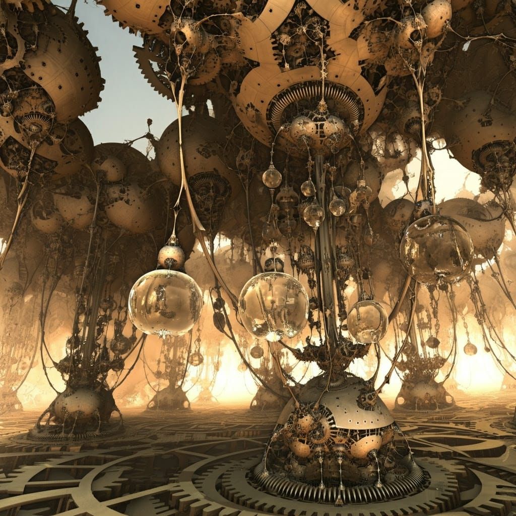 Clockwork Orchard in Industrial Futurist Style